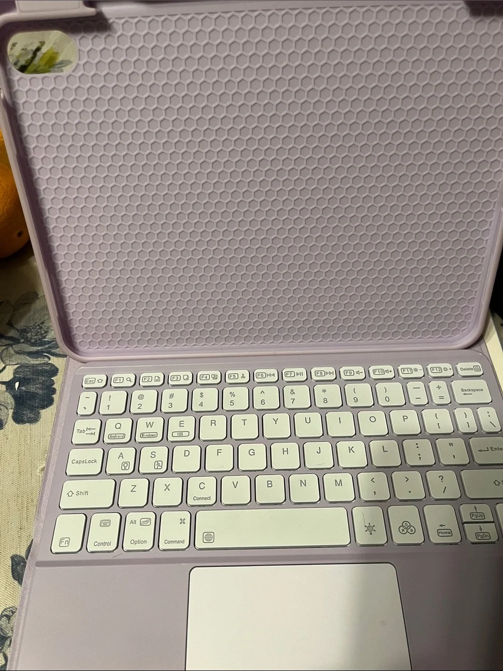 Slim Lavender Bluetooth Keyboard Case with Integrated Trackpad